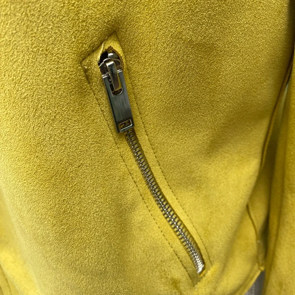 Anthropologie Yellow Moto Faux Suede Jacket - Picture 6 of 10